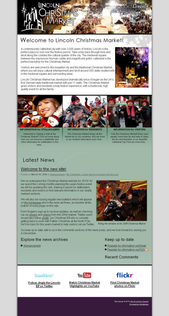 Lincoln Christmas Market Website - 2010 Version