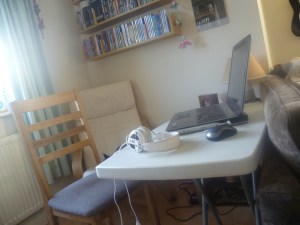 Working in the chill out corner Working in the chill out corner